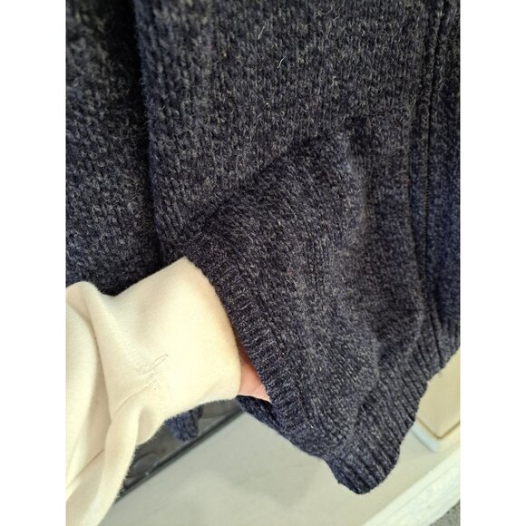 Vtg L.L. Bean Mens Navy 100% Lambs Wool Full-Zip Sweater L-Reg 90's Academia - Picture 5 of 11